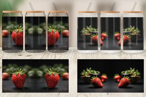 Glass Can Strawberry Fruit Sublimation artnoy 