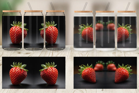 Glass Can Strawberry Fruit Sublimation artnoy 