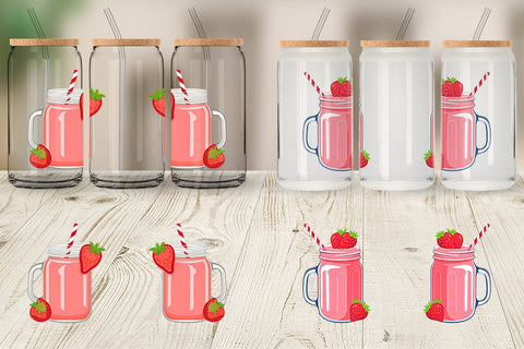 Glass Can Strawberry Smoothie Sublimation artnoy 