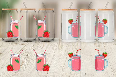 Glass Can Strawberry Smoothie Sublimation artnoy 
