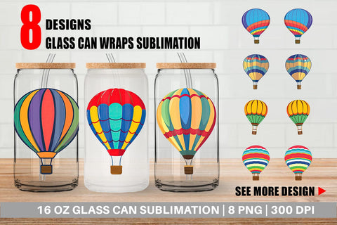 Glass Can Striped Hot Air Balloon Sublimation artnoy 