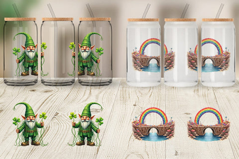 Glass Can Subconscious Shamrock Dreamy Surrealist St. Paddy's Sublimation artnoy 
