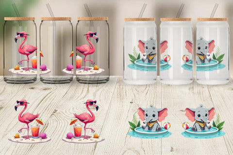 Glass Can Summer Animals Sublimation artnoy 