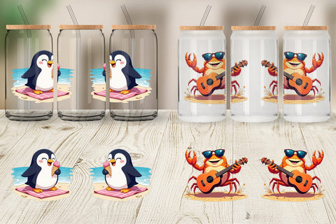Glass Can Summer Animals Sublimation artnoy 
