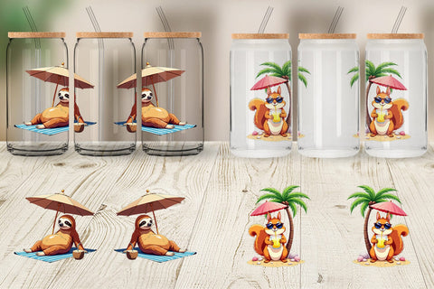 Glass Can Summer Animals Sublimation artnoy 