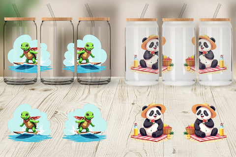 Glass Can Summer Animals Sublimation artnoy 
