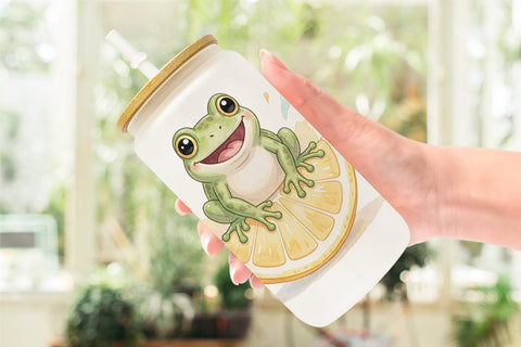 Glass Can Summer Animals Watercolor Sublimation artnoy 