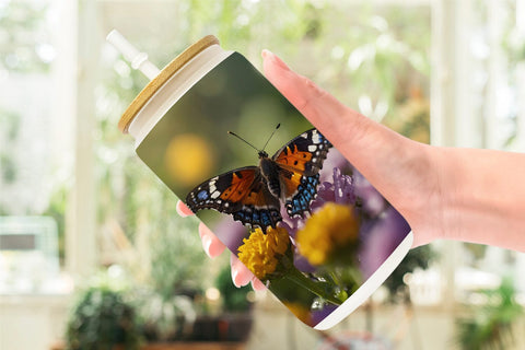Glass Can Summer Beautiful Butterfly Sublimation artnoy 