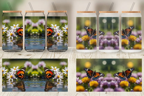 Glass Can Summer Beautiful Butterfly Sublimation artnoy 