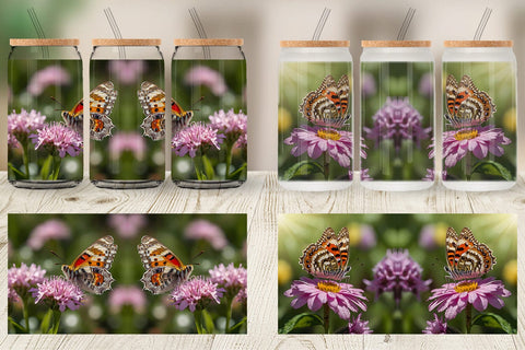 Glass Can Summer Beautiful Butterfly Sublimation artnoy 