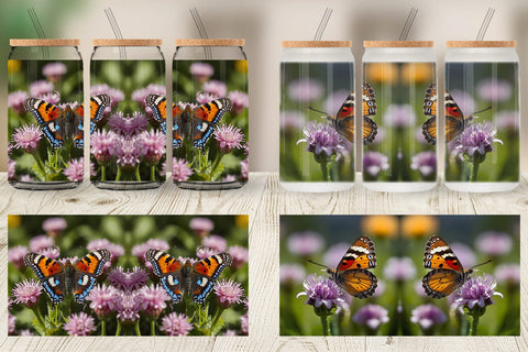 Glass Can Summer Beautiful Butterfly Sublimation artnoy 
