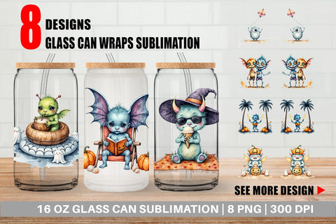 Glass Can Summer Break Monsters Sublimation artnoy 