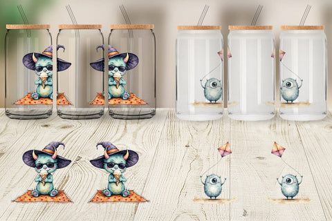 Glass Can Summer Break Monsters Sublimation artnoy 