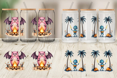 Glass Can Summer Break Monsters Sublimation artnoy 