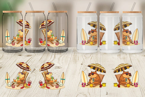 Glass Can Summer Capybara Sublimation artnoy 