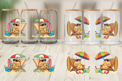 Glass Can Summer Capybara Sublimation artnoy 