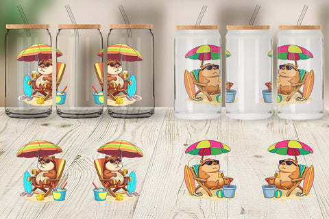Glass Can Summer Capybara Sublimation artnoy 