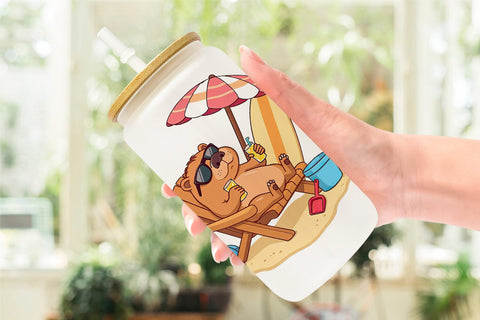 Glass Can Summer Capybara Sublimation artnoy 