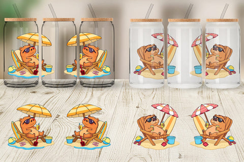 Glass Can Summer Capybara Sublimation artnoy 