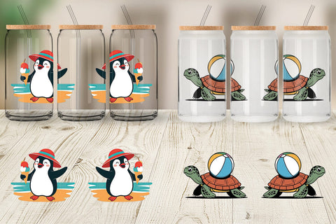 Glass Can Summer Day Animal Sublimation artnoy 