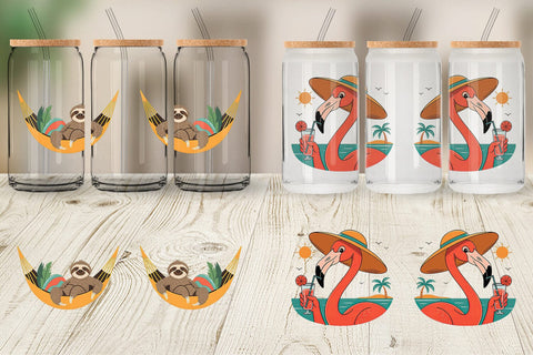 Glass Can Summer Day Animal Sublimation artnoy 