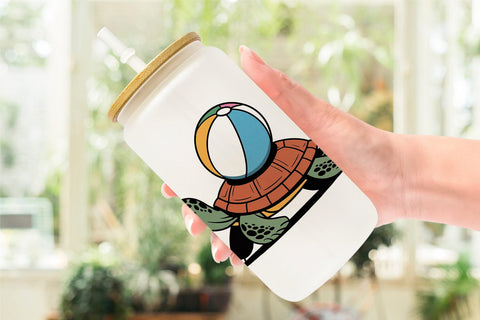 Glass Can Summer Day Animal Sublimation artnoy 