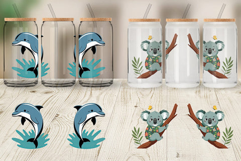 Glass Can Summer Day Animal Sublimation artnoy 