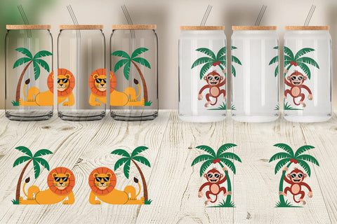 Glass Can Summer Day Animal Sublimation artnoy 