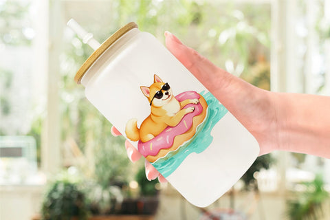 Glass Can Summer Dog Day Sublimation artnoy 