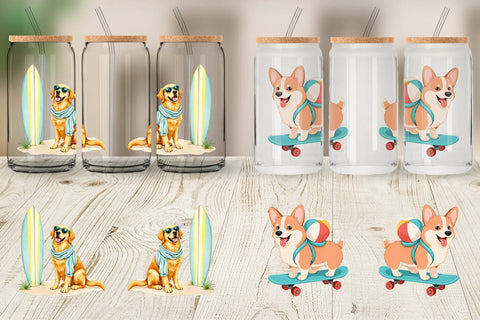Glass Can Summer Dog Day Sublimation artnoy 