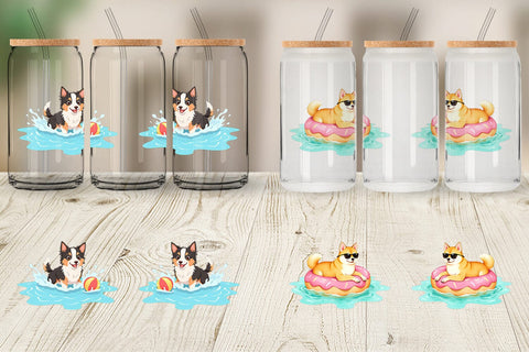 Glass Can Summer Dog Day Sublimation artnoy 