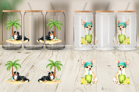 Glass Can Summer Dog Day Sublimation artnoy 