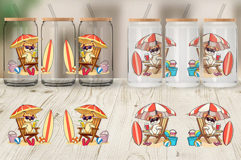 Glass Can Summer Dog Sublimation artnoy 