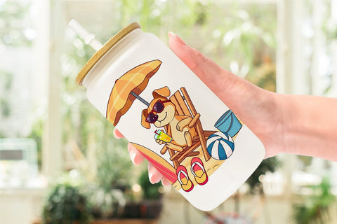 Glass Can Summer Dog Sublimation artnoy 
