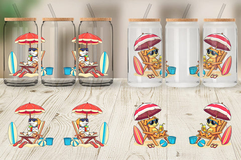 Glass Can Summer Dog Sublimation artnoy 