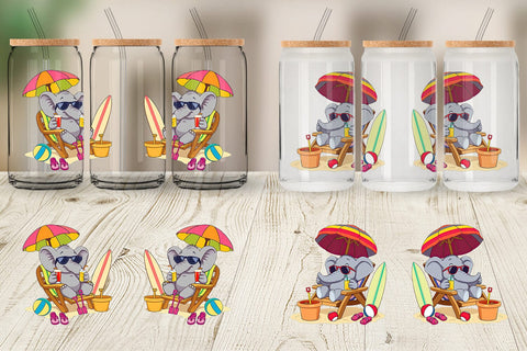 Glass Can Summer Elephant Sublimation artnoy 