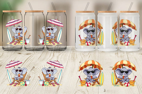 Glass Can Summer Elephant Sublimation artnoy 