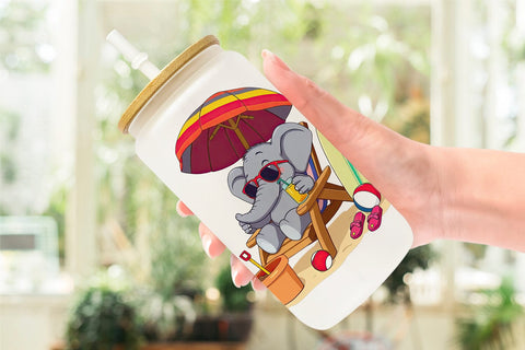 Glass Can Summer Elephant Sublimation artnoy 