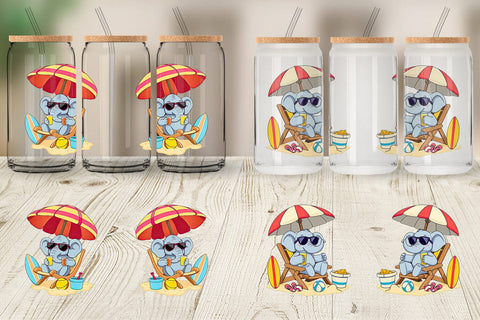 Glass Can Summer Elephant Sublimation artnoy 