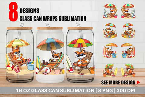 Glass Can Summer Fox Sublimation artnoy 