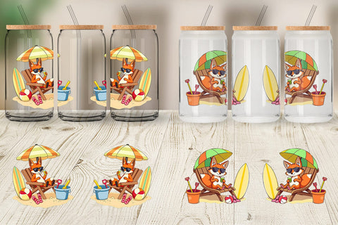 Glass Can Summer Fox Sublimation artnoy 