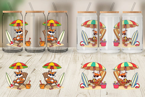 Glass Can Summer Fox Sublimation artnoy 