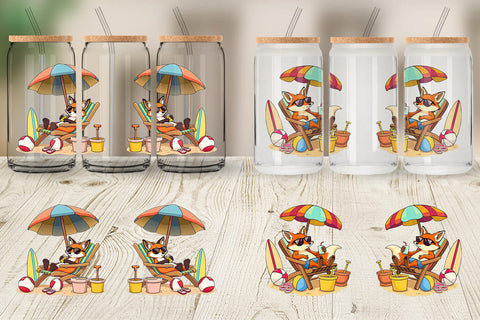 Glass Can Summer Fox Sublimation artnoy 