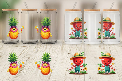 Glass Can Summer Fruit Faces Sublimation artnoy 