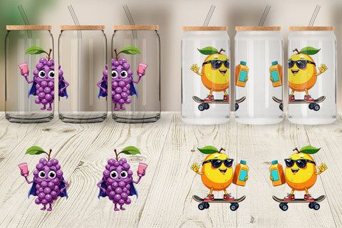 Glass Can Summer Fruit Faces Sublimation artnoy 