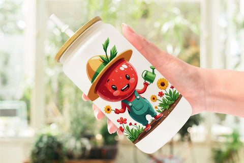 Glass Can Summer Fruit Faces Sublimation artnoy 