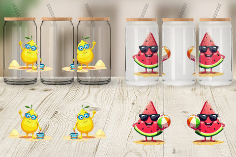 Glass Can Summer Fruit Faces Sublimation artnoy 