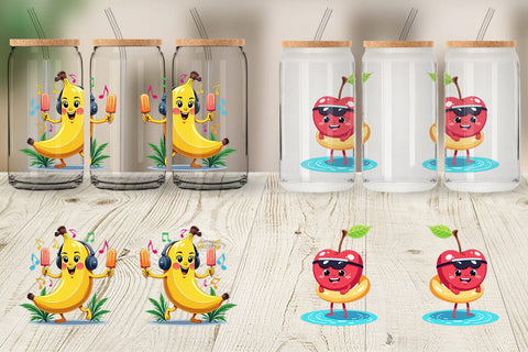 Glass Can Summer Fruit Faces Sublimation artnoy 
