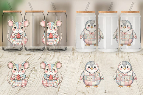 Glass Can Summer Fun Patchwork Animal Sublimation artnoy 