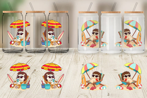 Glass Can Summer Hedgehog Sublimation artnoy 